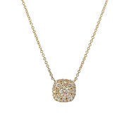 14K Yellow Gold Diamond Cluster Necklace